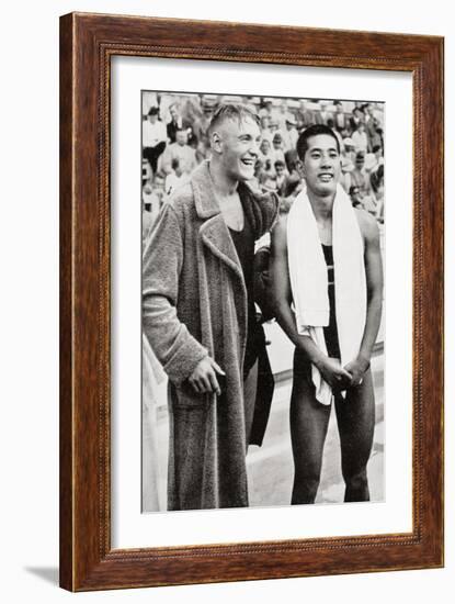 Erwin Sietas and Tetsuo Hamuro at the Berlin Olympics, 1936, Erwin Sietas (-null-Framed Photographic Print