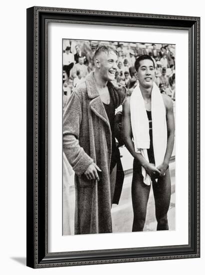 Erwin Sietas and Tetsuo Hamuro at the Berlin Olympics, 1936, Erwin Sietas (-null-Framed Photographic Print