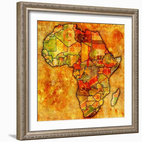 Erytrea on Actual Map of Africa-michal812-Framed Art Print