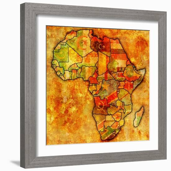 Erytrea on Actual Map of Africa-michal812-Framed Art Print