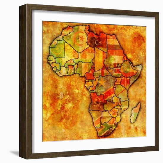 Erytrea on Actual Map of Africa-michal812-Framed Art Print