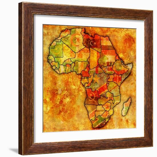 Erytrea on Actual Map of Africa-michal812-Framed Art Print