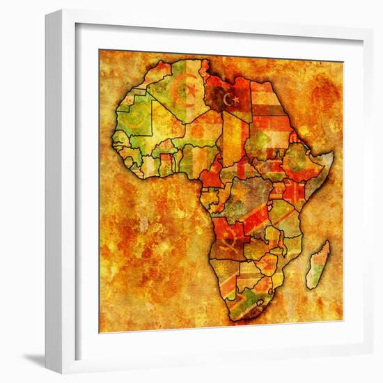 Erytrea on Actual Map of Africa-michal812-Framed Art Print