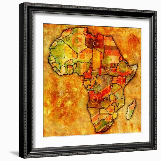 Erytrea on Actual Map of Africa-michal812-Framed Art Print