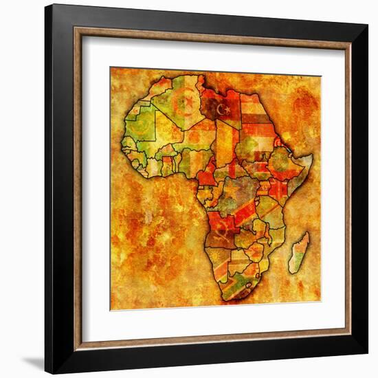 Erytrea on Actual Map of Africa-michal812-Framed Art Print