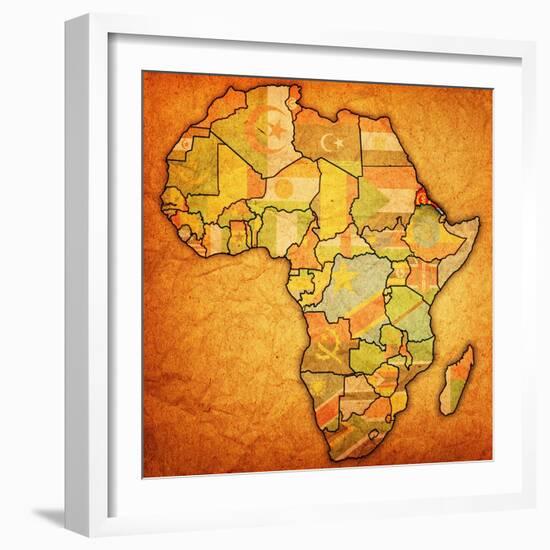 Erytrea on Actual Map of Africa-michal812-Framed Art Print