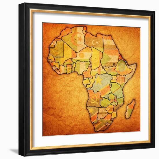 Erytrea on Actual Map of Africa-michal812-Framed Art Print