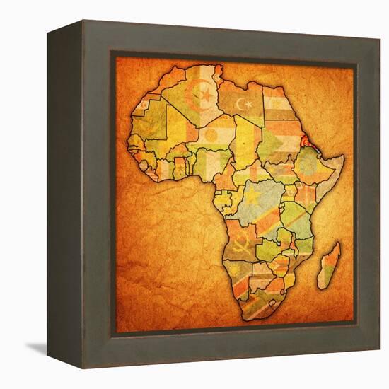 Erytrea on Actual Map of Africa-michal812-Framed Stretched Canvas