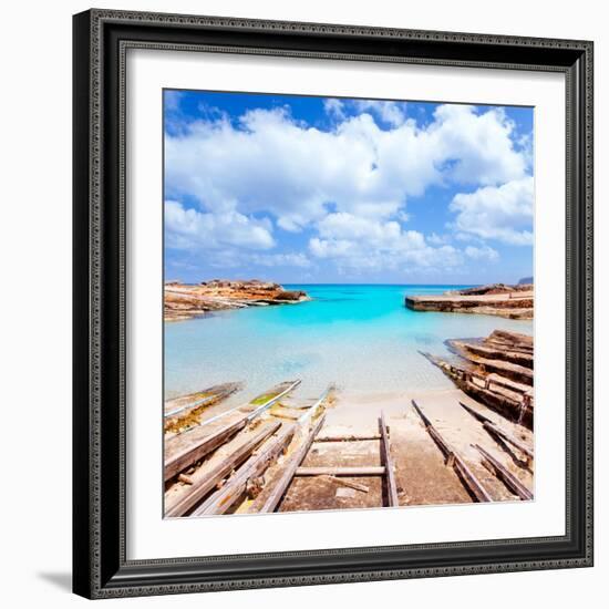 Es Calo De San Agusti Port in Formentera Island Wooden Boat Railways-Natureworld-Framed Photographic Print