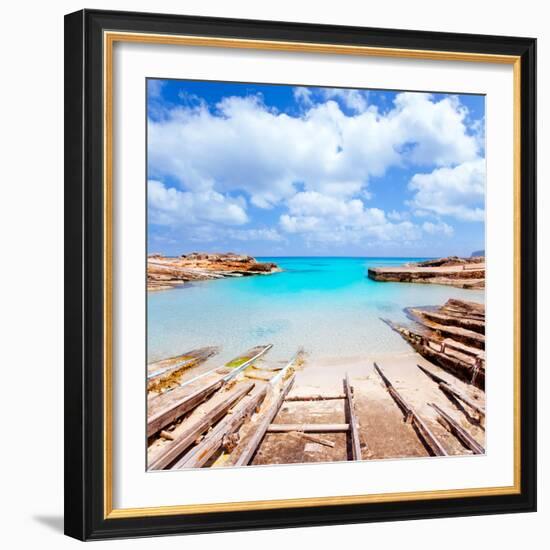 Es Calo De San Agusti Port in Formentera Island Wooden Boat Railways-Natureworld-Framed Photographic Print