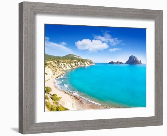 Es Vedra Island of Ibiza View from Cala D Hort in Balearic Islands-Natureworld-Framed Photographic Print