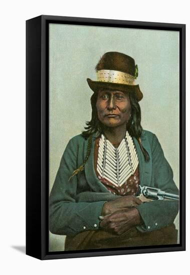 Esa-Ton-Yett, Comanche with Six-Shooter-null-Framed Stretched Canvas