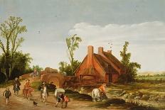 A Wooded Landscape with Travellers on a Track, 1624 (Oil on Panel)-Esaias I van de Velde-Giclee Print