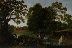 A Wooded Landscape with Travellers on a Track, 1624 (Oil on Panel)-Esaias I van de Velde-Framed Giclee Print