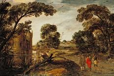 Landscape with a Courtly Procession before Abtspoel Castle, 1619-Esaias I van de Velde-Giclee Print