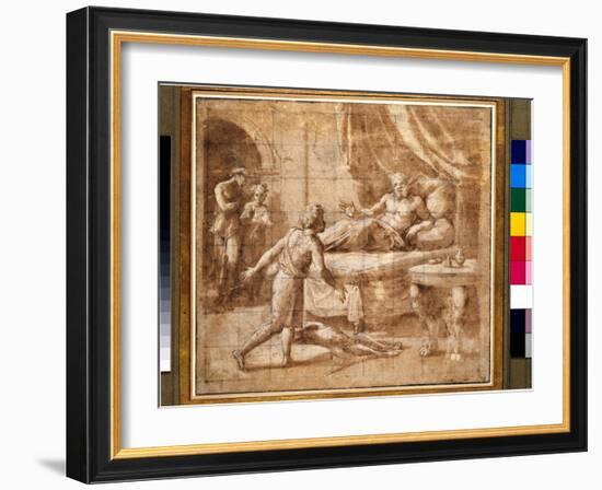 'Esau Claiming Isaac's Blessing' (Pen & Ink with Gouache on Paper)-Raphael (1483-1520)-Framed Giclee Print