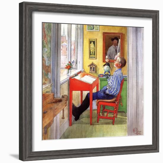 Esbjorn Doing His Homework, 1912-Carl Larsson-Framed Giclee Print