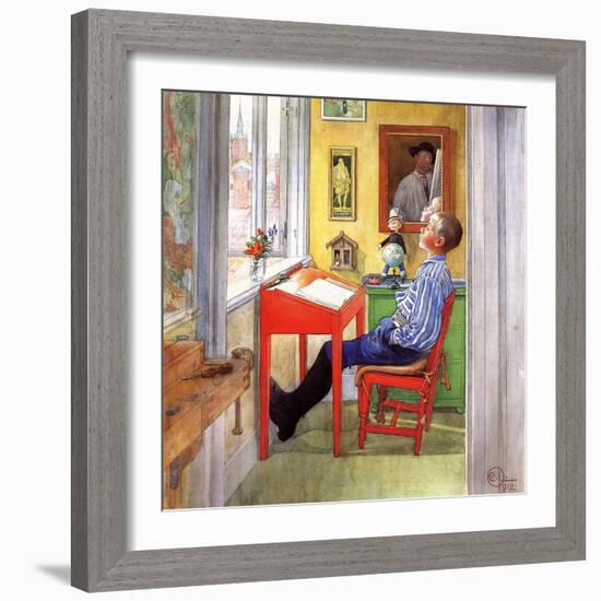 Esbjorn Doing His Homework, 1912-Carl Larsson-Framed Giclee Print