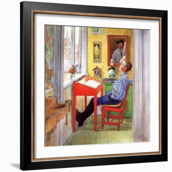 Esbjorn Doing His Homework, 1912-Carl Larsson-Framed Giclee Print