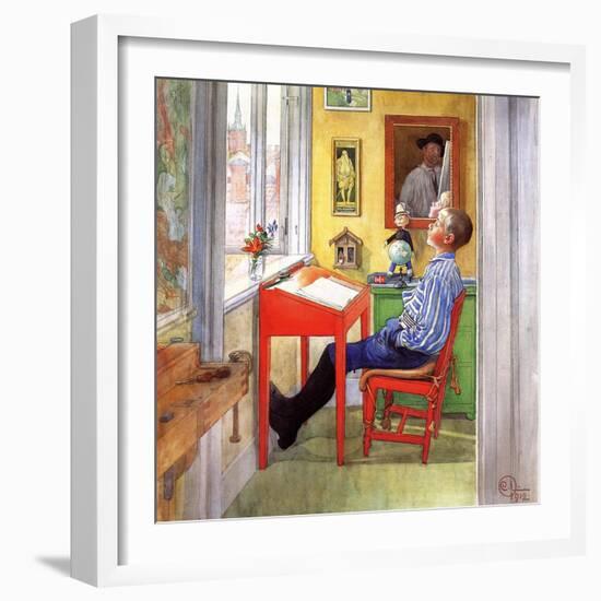 Esbjorn Doing His Homework, 1912-Carl Larsson-Framed Giclee Print