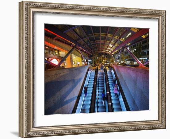 Escalators at the Entrance to a Washington DC Metro Station.-Jon Hicks-Framed Photographic Print