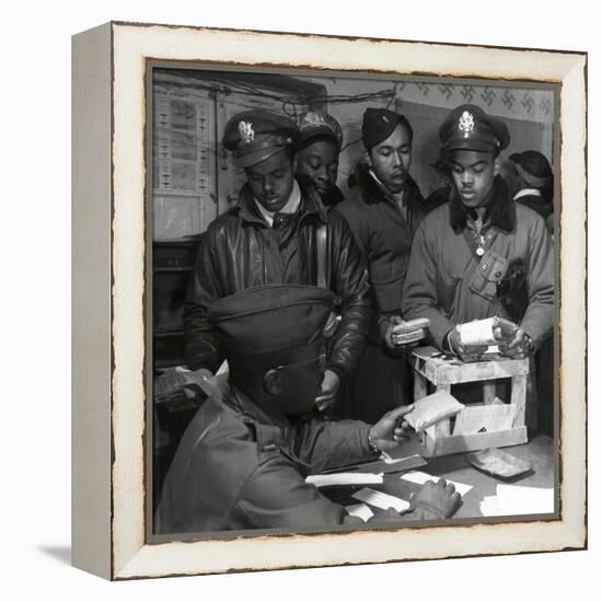 "Escape Kits" (Cyanide) Being Distributed to Black Fighter Pilots at Air Base in Italy, 1945-Toni Frissell-Framed Stretched Canvas