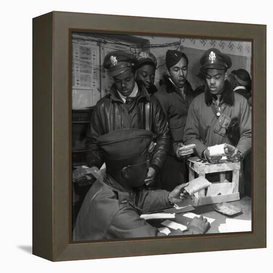 "Escape Kits" (Cyanide) Being Distributed to Black Fighter Pilots at Air Base in Italy, 1945-Toni Frissell-Framed Stretched Canvas