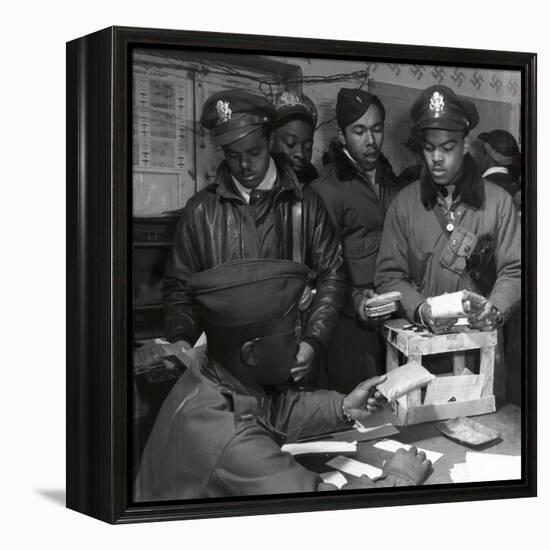 "Escape Kits" (Cyanide) Being Distributed to Black Fighter Pilots at Air Base in Italy, 1945-Toni Frissell-Framed Stretched Canvas