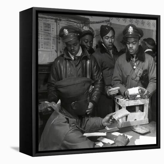 "Escape Kits" (Cyanide) Being Distributed to Black Fighter Pilots at Air Base in Italy, 1945-Toni Frissell-Framed Stretched Canvas