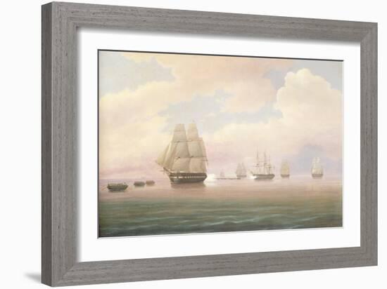 Escape of the U.S. Frigate Constitution, 1838-Thomas Birch-Framed Giclee Print