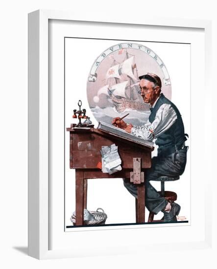 "Escape to Adventure", June 7,1924-Norman Rockwell-Framed Giclee Print