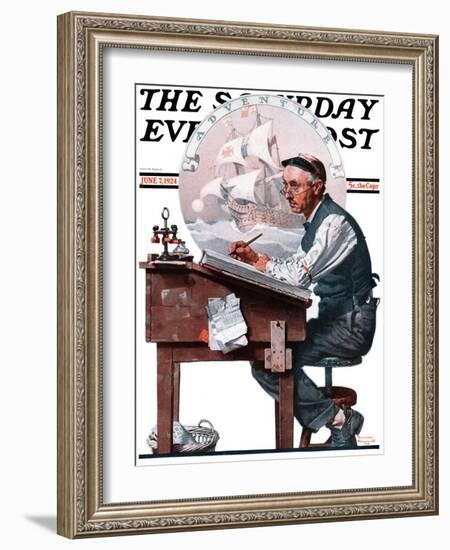 "Escape to Adventure" Saturday Evening Post Cover, June 7,1924-Norman Rockwell-Framed Premium Giclee Print