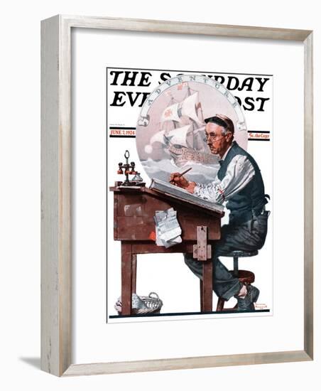 "Escape to Adventure" Saturday Evening Post Cover, June 7,1924-Norman Rockwell-Framed Premium Giclee Print