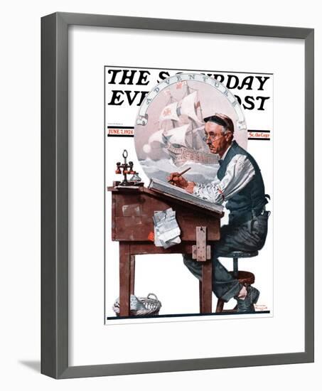 "Escape to Adventure" Saturday Evening Post Cover, June 7,1924-Norman Rockwell-Framed Premium Giclee Print