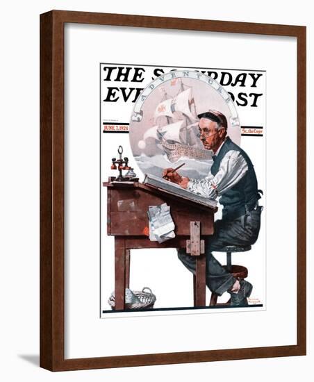 "Escape to Adventure" Saturday Evening Post Cover, June 7,1924-Norman Rockwell-Framed Premium Giclee Print