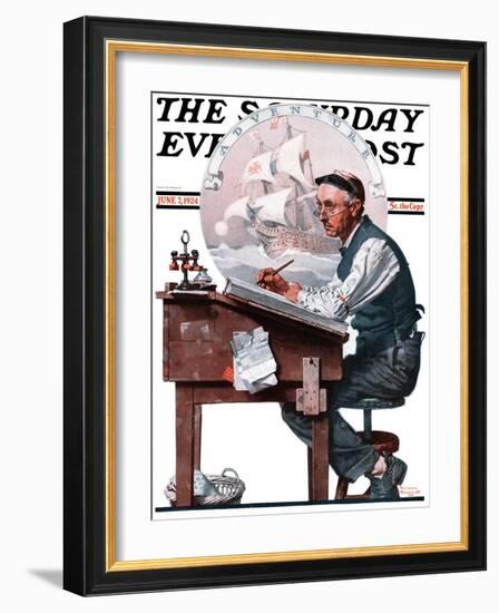 "Escape to Adventure" Saturday Evening Post Cover, June 7,1924-Norman Rockwell-Framed Premium Giclee Print