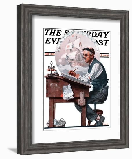 "Escape to Adventure" Saturday Evening Post Cover, June 7,1924-Norman Rockwell-Framed Giclee Print