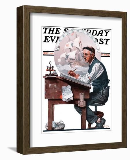 "Escape to Adventure" Saturday Evening Post Cover, June 7,1924-Norman Rockwell-Framed Giclee Print