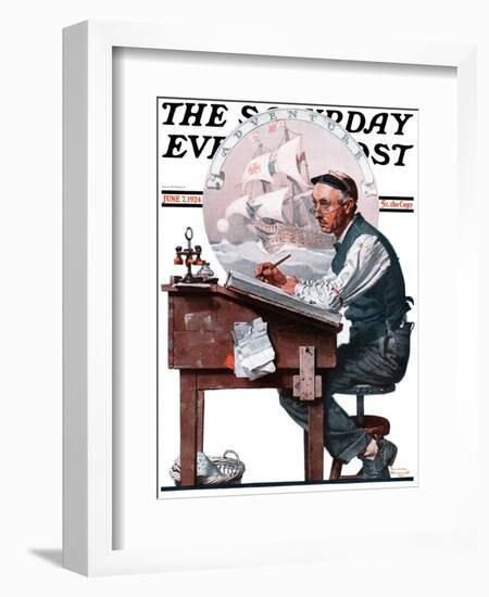 "Escape to Adventure" Saturday Evening Post Cover, June 7,1924-Norman Rockwell-Framed Giclee Print