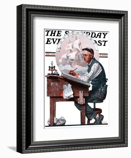 "Escape to Adventure" Saturday Evening Post Cover, June 7,1924-Norman Rockwell-Framed Giclee Print