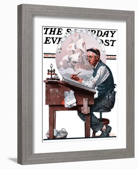 "Escape to Adventure" Saturday Evening Post Cover, June 7,1924-Norman Rockwell-Framed Giclee Print