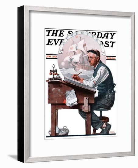 "Escape to Adventure" Saturday Evening Post Cover, June 7,1924-Norman Rockwell-Framed Giclee Print