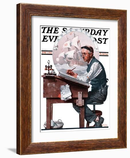 "Escape to Adventure" Saturday Evening Post Cover, June 7,1924-Norman Rockwell-Framed Giclee Print