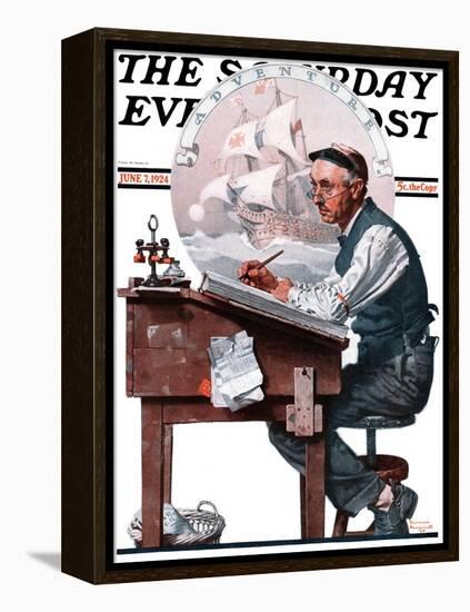"Escape to Adventure" Saturday Evening Post Cover, June 7,1924-Norman Rockwell-Framed Premier Image Canvas