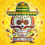 Dia De Los Muertos Day of the Dead Skull-escova-Art Print