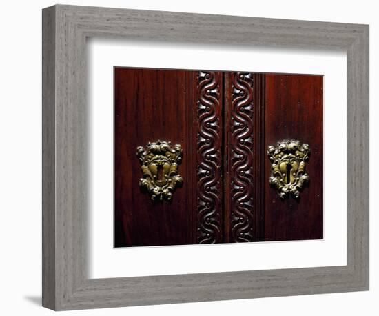 Escutcheon on Doors of Walnut Wardrobe with Farnese Family Coat of Arms, Italy-null-Framed Giclee Print