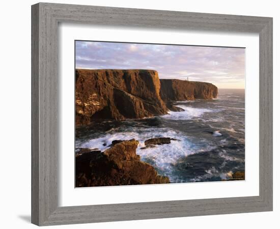 Eshaness Cliffs and Lighthouse, Shetland Islands, Scotland, United Kingdom, Europe-Patrick Dieudonne-Framed Photographic Print