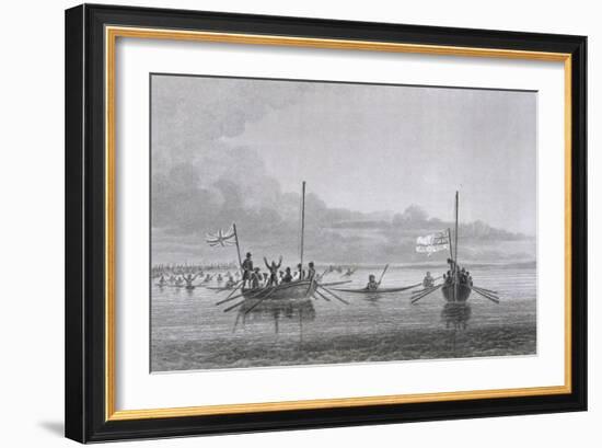 Eskimaux Coming Towards the Boats-Edward Finden-Framed Giclee Print