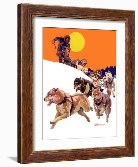 "Eskimo and Dog Sled,"February 29, 1936-Maurice Bower-Framed Giclee Print