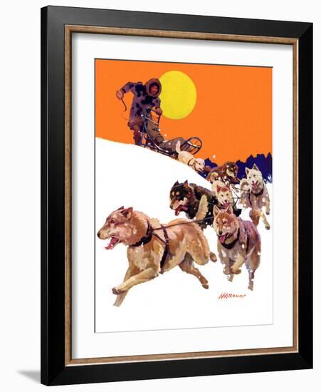 "Eskimo and Dog Sled,"February 29, 1936-Maurice Bower-Framed Giclee Print